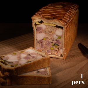 Pâté-Croûte Ris de Veau, foie gras, morilles et pistaches - la tranche